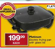 Platinum Electric Frying Pan With Glass Lid - Each