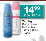 Yardley Body Spray For Ladies - 120ml