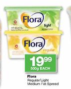 Flora Regular/Light Medium Fat Spread-500g Each