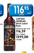 Captain Morgan Black Label Rum-Per Case Each