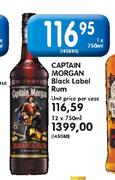 Captain Morgan Black Label Rum-12 x 750ml
