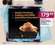 PnP Finest Golden Christmas Pudding With Edible Gold Glitter Decoration 907g