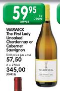 Warwick The First Lady Unoaked Chardonnay Or Cabernet Sauvignon-6x750ml