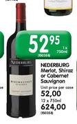 Nederburg Merlot, shiraz Or Cabernet Sauvignon-1x750ml