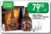 Wild Africa Cream And 2 Glasses In Gift Pack-1x750ml