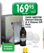 Oude Meester Demant Brandy & 2 Glasses Gift Pack-1x750ml