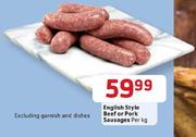 English Style Beef Or Pork Sausages-Per Kg