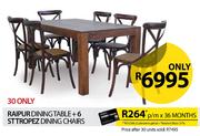 Raipur Dining Table + 6 Sttropez Dining Chairs