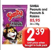 Simba Peanuts And Peanuts & Raisins-36x50g