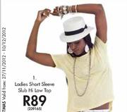 Ladies Short Sleeve Slub Hi Low Top-Each