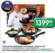 28cm Bauer Marbletech Frying Pan With Lid-Per Set