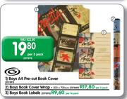 Boys A4 Pre-cut Book Cover-Per 5 Pack