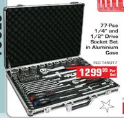 77-Pce 1/4" And 1/2" Drive Socket Set In Aluminium Case-Per Set