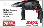Skil 500W Impact Drill Plus 5-Pce Drill Bit Set-Each