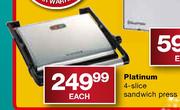 Platinum 4-Slice Sandwich Press-Each