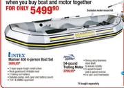 Intex Mariner 400 4-Person Boat Set + Jarvis Walker 54-pound Trolling Motor