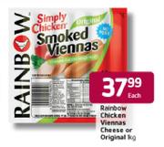 Rainbow Chicken Viennas Cheese Or Original-1kg Each