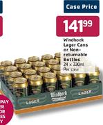 Windhoek Lager Cans Or Non-Returnable Bottles-24x330ml Per Case