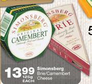 Simonsberg Brie/Camembert Cheese-125gm Each