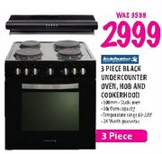 Kelvinator 3 Piece Black Undercounter Oven, Hob and Cookerhood-600mm