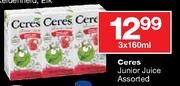 Ceres Junior Juice Assorted-3 x 160ml