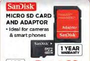Sandisk Micro 8GB SD Card & Adaptor-Each