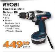 Ryobi Cordless Drill Driver Kit (CD-14)