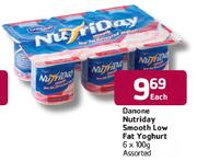 Danone Nutriday Smooth Low Fat Yoghurt Assorted-6x100g Each