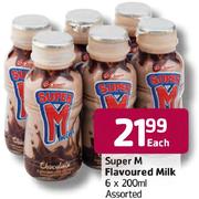Super M Flavoured Milk-6x200ml Assorted-Each