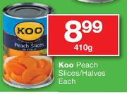 Koo Peach Slices/Halves-410g Each