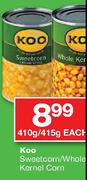 Koo Sweetcorn/Whole Kernel Corn-410g/415g Each