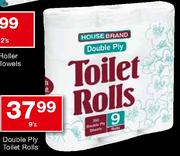 House Brand Double Ply Toilet Rolls-9's 