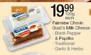 Fairview Chevin Goat's Milk Cheese-Black Pepper & Peprika/Traditional Garlic & Herbs-100g Each