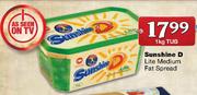 Sunshine D Lite Medium Fat Spread-1kg Tub