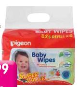 Piegon Baby Wipes with Chamomile Refill Pack-6 x 82's