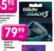Gillette Mach 3 Cartridges-4's Each