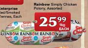 Rainbow Simply Chicken Polony-1kg Each