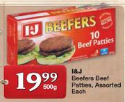 I&J Beefers Beef Patties Assorted-500g Each