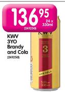 KWV 3YO Brandy And Cola-24x330ml