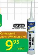 Alcolin Contractor's Acrylic White-260ml Each