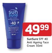 Sunsure SPF 40 Anti Ageing Face Cream-50ml