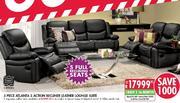 Genuine Leather Uppers 3 Piece Atlanta 5 Action Recliner Leather Lounge Suite