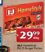 I & J HomeStyle Rib'D Burger/Pattles-400g