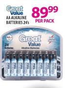 Great Value AAA Alkaline Batteries-24's Per Pack
