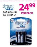 AAA Alkaline  Batteries-6's Per Pack