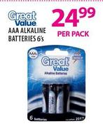 Great Value AAA Alkaline Batteries-6's