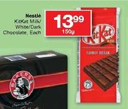 Nestle KitKat Milk/White/Dark Chocolate-150gm Each