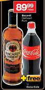 Bacardi Oakheart Rum-750ml Plus Coca-Cola-1Ltr Free