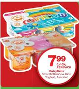 Dairybelle Smooth/Rainbow Kids Yoghurt Assorted-6X100g Per Pack