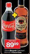 Bacardi Oakheart Rum-750ml & Coca-Cola-1Ltr